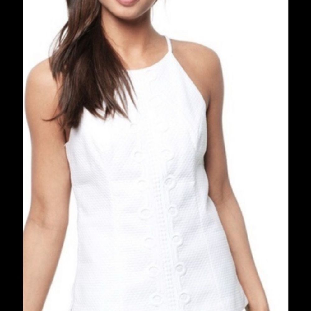Lilly Pulitzer Women's White Halter Crochet Cotton Tank Top Size 00 Casual